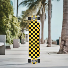 Longboard Lowrider Chequer Yellow Black 41 Inch Discounted